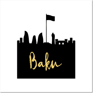 BAKU AZERBAIJAN DESIGNER SILHOUETTE SKYLINE ART Posters and Art